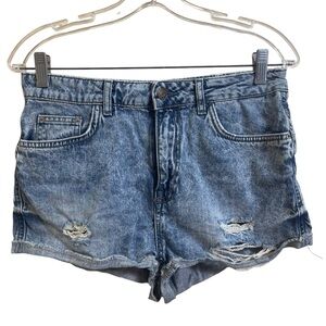 Topshop Hallie Moto High Rise Denim Shorts Size 12